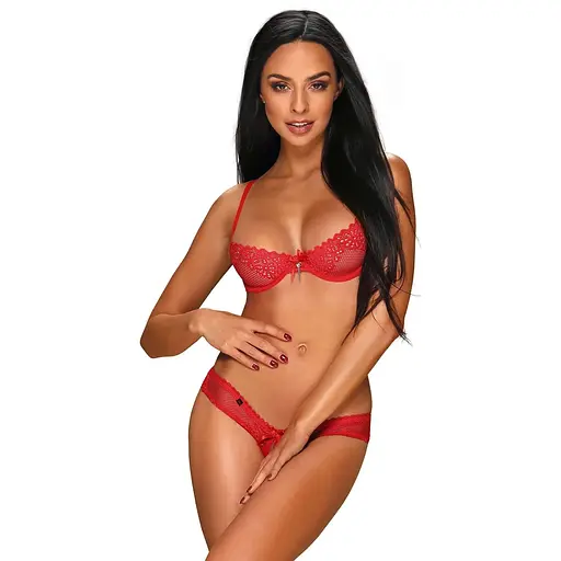 Комплект еротичної білизни Obsessive Alabastra XXL червоний