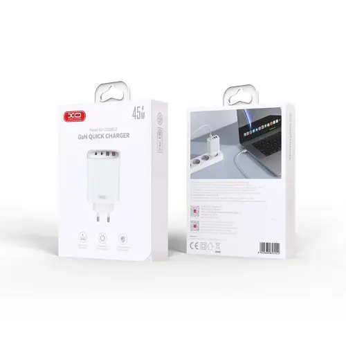 Сетевое зарядное устройство для XO CE22 (EU) 45W GaN Nitride (2USB-C+2USB-A) Fast Charging Charger Белый - фото 4