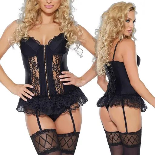 Комплект белья Roxana Корсет и стринги 6585 XL черный - фото 2