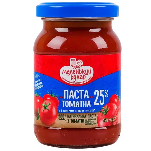 Упаковка томатної пасти Маленький кухар пастеризована 25% 1.08 кг (180 г х 6 шт.) - фото 2