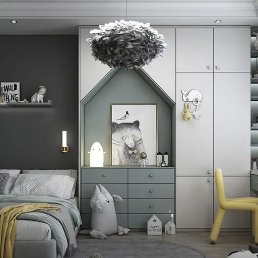 Светильник с натуральными перьями серого цвета Ø 60 см | Ст. AS 136-600 BK Line F - фото 3