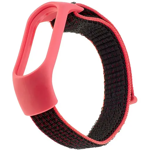 Ремешок Nylon Mi Band 3/4/5/6/7 Черный Розовый - фото 1