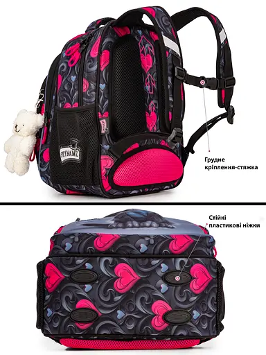 Ортопедический рюкзак в школу для девочки с Котиком SkyName 37х30х18 см для младших классов (R2-223) - фото 3