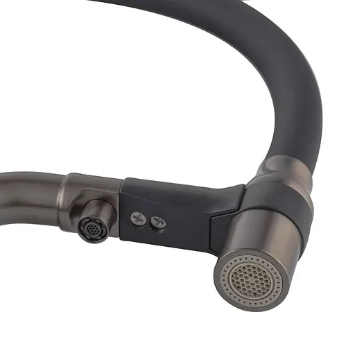 Смеситель для кухни Koer "Водопад" KB-74027-02 с черным силиконовым изливом KR5201 Нержавеющая сталь - фото 3