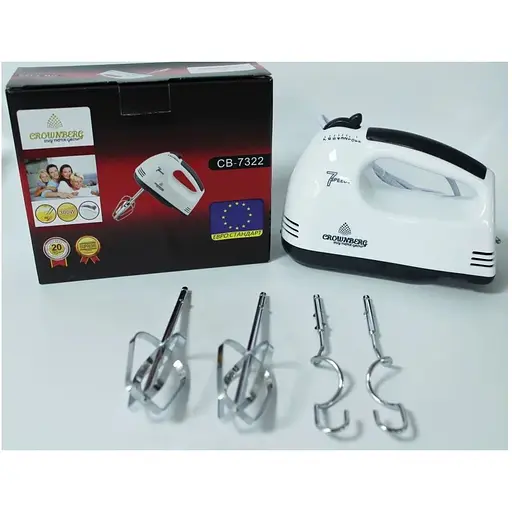 Стационарный электрический ручной миксер Crownberg CB-7322 с насадками для замешивания теста - фото 6