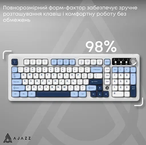Клавіатура ігрова бездротова Ajazz AF-BGY-98 Plus White-Blue 2.4G/Bluetooth/USB - фото 7