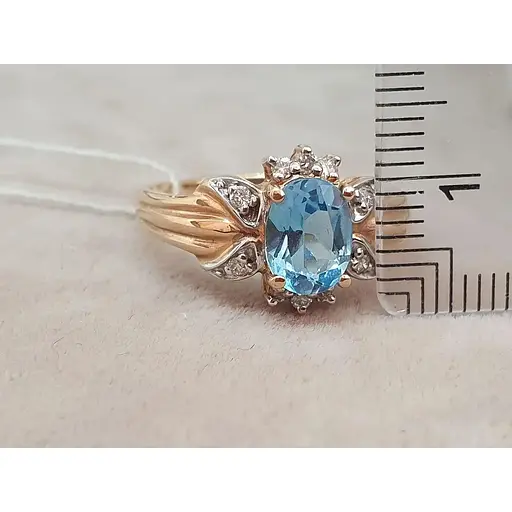 Золотое кольцо с бриллиантами и топазом. RT1101K 19 - фото 5