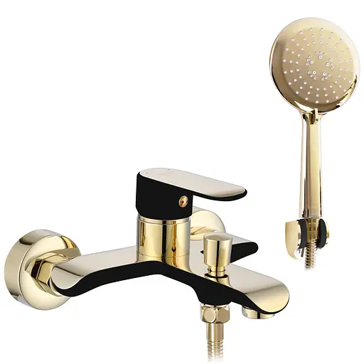 Смеситель для ванны Rea Bloom настенный с изливом black/gold REA-B9939 Черный - фото 1