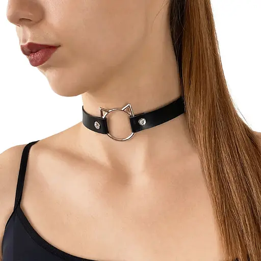 Чокер на шею Art of Sex - Kiti Кошка из натуральной кожи, цвет Черный - фото 2
