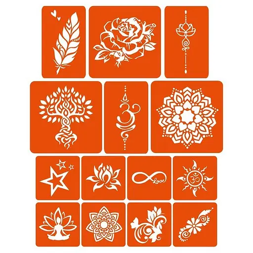 Набор цветной хны с трафаретами для био-тату №4 Fresh Tattoo color-henna-set-04 - фото 4