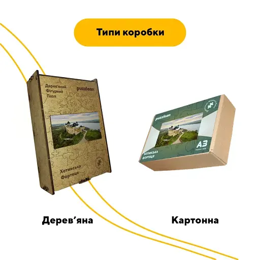 Дерев'яний фігурний пазл Хотинська Фортеця, А5, Дерев'яна коробка 35 елементів - фото 4