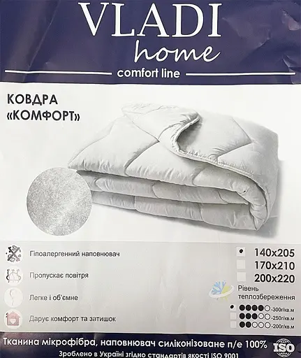 Ковдра стьобана 300 г/м2 Vladi 140х205 біле - фото 2