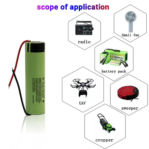 Акумулятор Li-ion 18650 Panasonic 3400 мАг 3,7В + провід DIY (Зелений) - фото 7