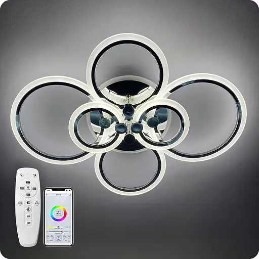 Люстра світлодіодна 517 Dlight 3color з пультом 105Вт Хром (01987) - фото 1