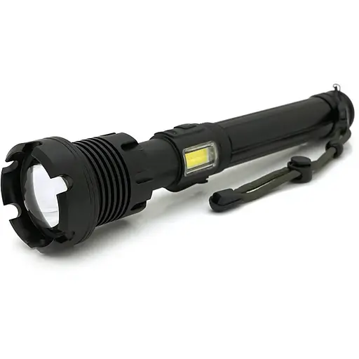 Фонарь ручной Voltronic XHP90.2, 1LED XHP110, 72W, боковой светодиод, 7 режима, ZOOM, 2х18650/без Акб, Black, IP40, кабель USB-micro, 260х60х35мм, BOX