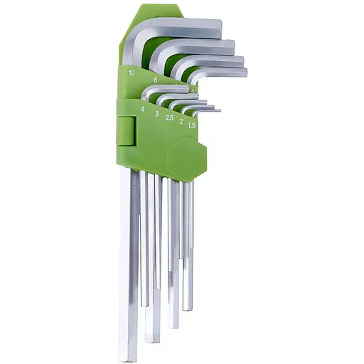 Набір шестигранних ключів Alloid вигнуті подовжені 1.5-10 мм 9 предметів (HS-0918) - фото 1