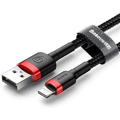 Кабель Baseus cafule Cable USB For lightning 2.4A 1 м Червоний + Чорний - фото 1