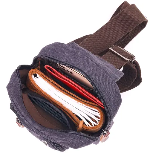 Чоловіча невелика сумка через плече із щільного текстилю 15х22х6 см Vintage 15х22х6 см sum0021424 - фото 5