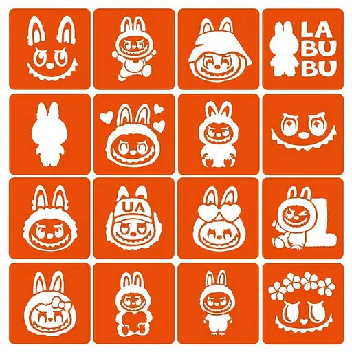 Набір трафаретів для біо-тату Labubu labubu _simple-16