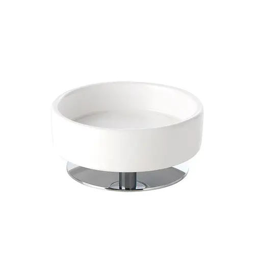 Мыльница Stilhaus Opera настольная стеклянная белая/хром OP09AP08, Белый - фото 1