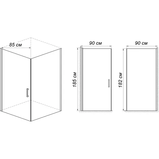 Душевая кабина Bravo Lyna 90N без поддона 000020453, прозрачный, хром матовый - фото 2