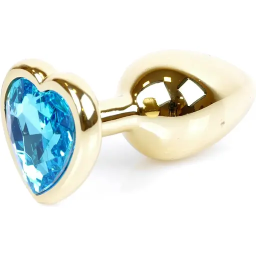 Анальна пробка Boss Of Toys Boss Series - Jewellery Gold Heart Plug Light Blue S, BS6400040, Золотий / Голубой