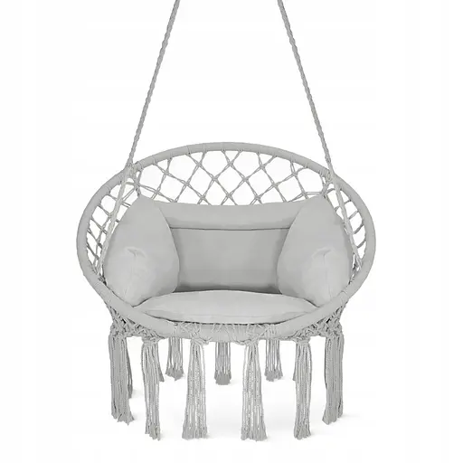 Крісло-гойдалка 4FIZJO Boho Dream 80 см з подушкою, підвісна, плетена Grey (P-5905973404532) - фото 1