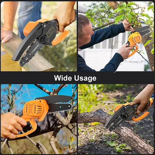 Міні-ланцюгова пилка JYGMPRO 4 дюйми, портативна бездротова бензопила з 2Ã-1,5AH 2 ланцюгами - фото 6