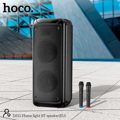 Колонка бездротова — караоке Hoco DS53 Flame light BT speaker DS53 2*40W (120W Max) з 2 мікрофонами - фото 7