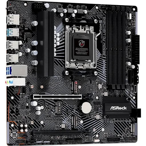 Материнская плата ASRock AM5 B650M PG Lightning, B650, 4xDDR5, Int.Video (CPU), 4xSATA3, 3xM.2, 1xPCI-E 4.0x16, 1xPCI-E 3.0x16, 1xM2. 9xUSB3.2/8xUSB2.0, HDMI/DP, MicroATX - фото 5