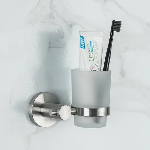 Склянка з тримачем Frap скло нержавіюча сталь F30106 1/40 хром - фото 2