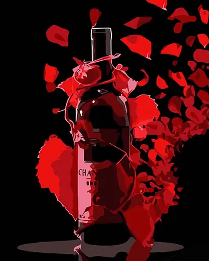 Набор для росписи по номерам Красное вино, Strateg, на черном фоне, 40x50 см, AH1020