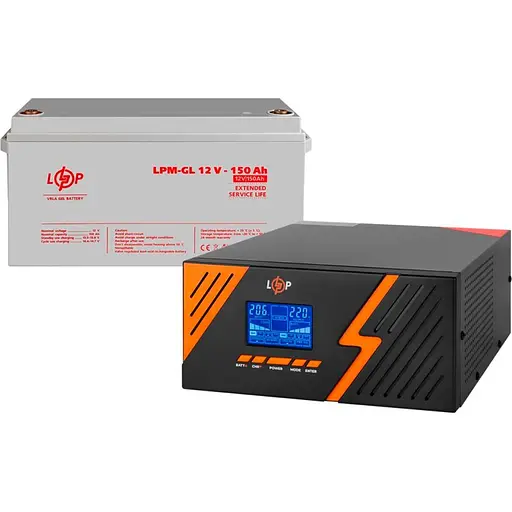 Источник бесперебойного питания (ИБП) LogicPower LPM-PSW-1500VA 12V + АКБ LPM-GL 12V - 150 Ah (29693) [110201]