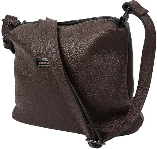 Женская кожаная сумка Borsacomoda на плечо темно-коричневая sum0028716 - фото 3