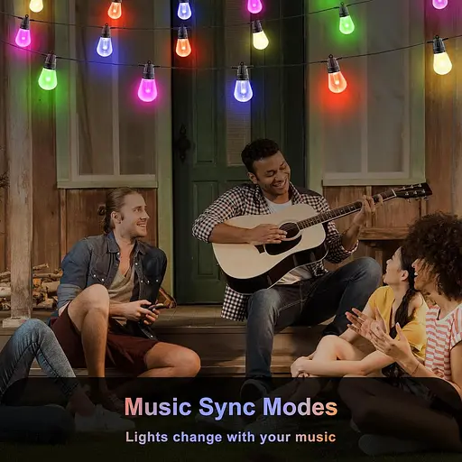 Уличные гирлянды Voneta, 49 футов, 20 лампочек RGB для патио с пультом дистанционного управления и приложением - фото 5