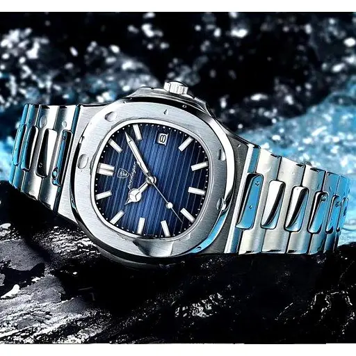 Мужские наручные часы Poedagar Great (Серебристые с синим) - фото 8