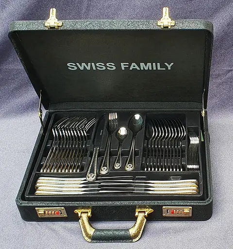 Набор столовых приборов Swiss Family 187 Versace на 12 персон в подарочном кейсе 48 предметов - фото 5