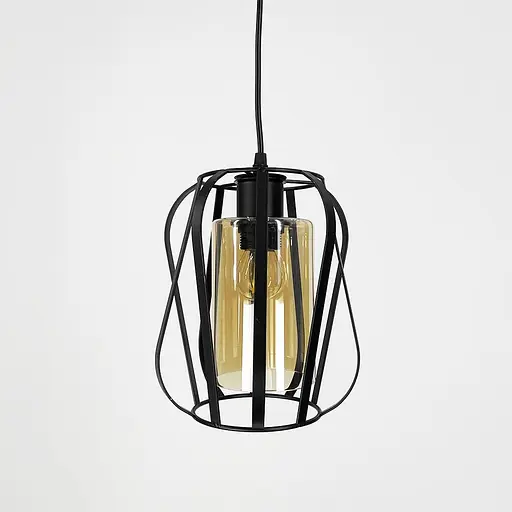 Підвісний чорний світильник з янтарним плафоном 22х18 см | Арт. 12699/1 BK+AM | Line F - фото 5