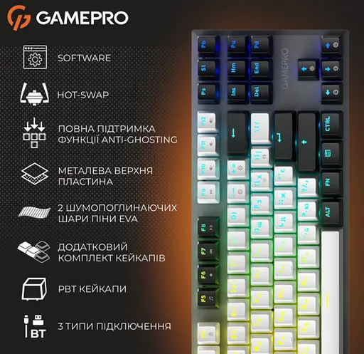 Клавіатура ігрова механічна GamePro MK-124-G Genesis Joker Pro Outemu Red Switch Wireless/Bluetooth/USB - фото 4