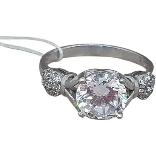 Срібне кільце Агні ЗАНУСЯ з фіанітами.1995/9Р-CZ 17