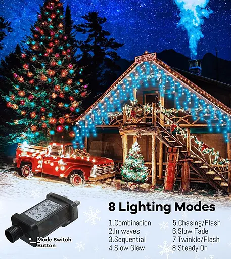 Уличная гирлянда, Уличные Рождественские Огни Сульки, 460Led 17,5 М/57 - фото 3