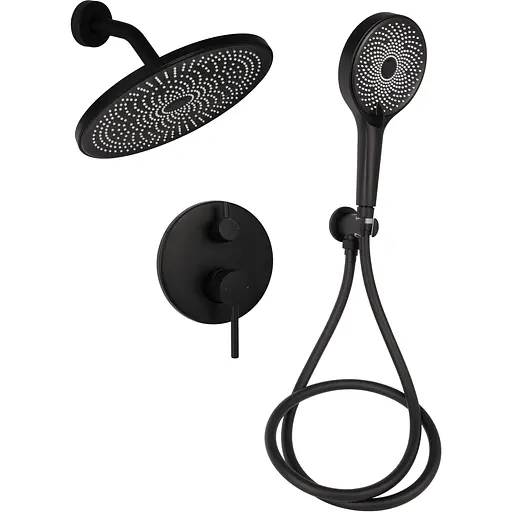 Душова система універсальна Qtap Scorpio прихованого монтажу на два споживача QTSCO113BLM45897 Black matt, Чорний матовий - фото 1