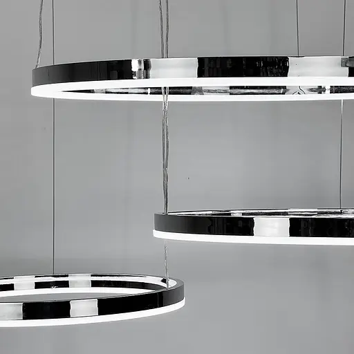 Світлодіодна люстра на три кільця 60+50+40 см у хромованому каркасі | Line F | Арт. MJ73-600+500+400 CH - фото 4