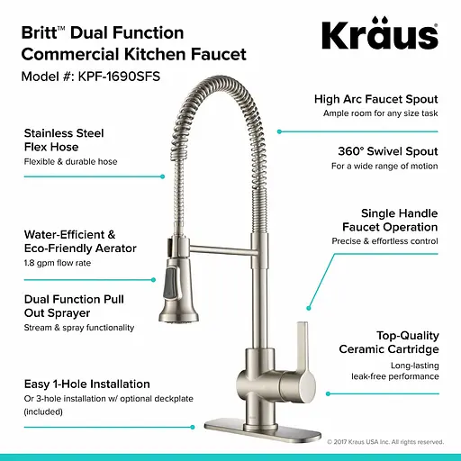 Змішувач для кухні Kraus Britt KPF-1690SFS Нержавіюча сталь - фото 7