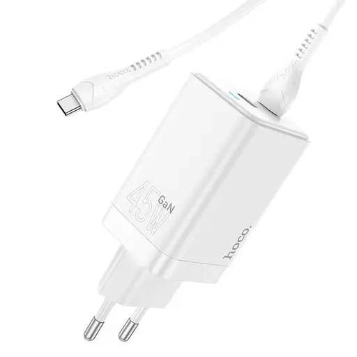 Зарядний пристрій Hoco Type-c to Type-c Cable Starlight N23 45 ватів біле - фото 3