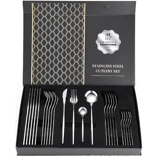 Набор столовых приборов 24 предмета серебристый - фото 1