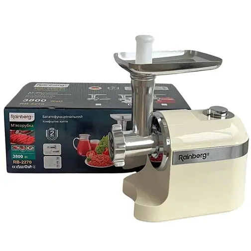 Электрическая мясорубка Rainberg RB-2270 с реверсом мясорубка 3 в 1 соковыжималка овощерезка 3800 Вт Белый - фото 6
