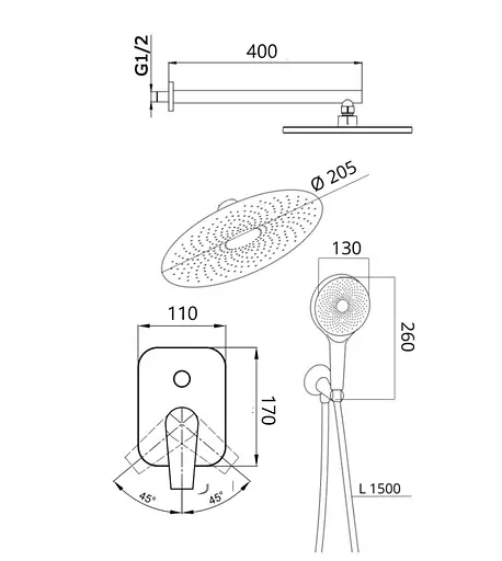 Душова система універсальна Qtap Slavonice Black Matt прихованого монтажу QTSLA113BLM45900 - фото 10