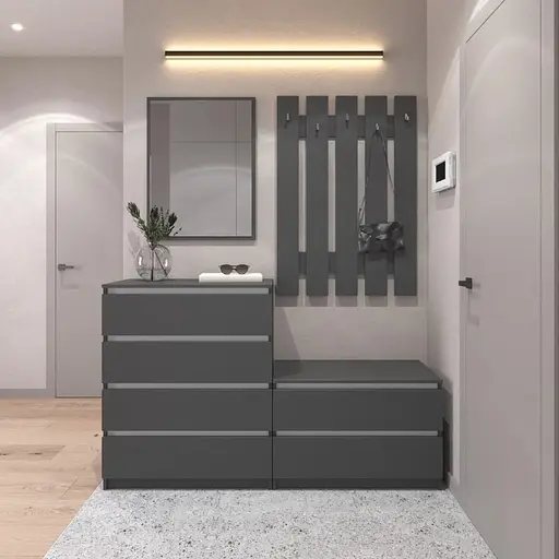 Прихожая VAYS комплект в прихожую №1 антрацит-белые планки