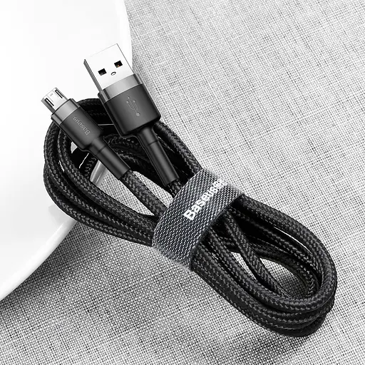 Дата кабель Baseus Cafule MicroUSB Cable 2.4A (1m) (CAMKLF-B) Сірий / Чорний - фото 4